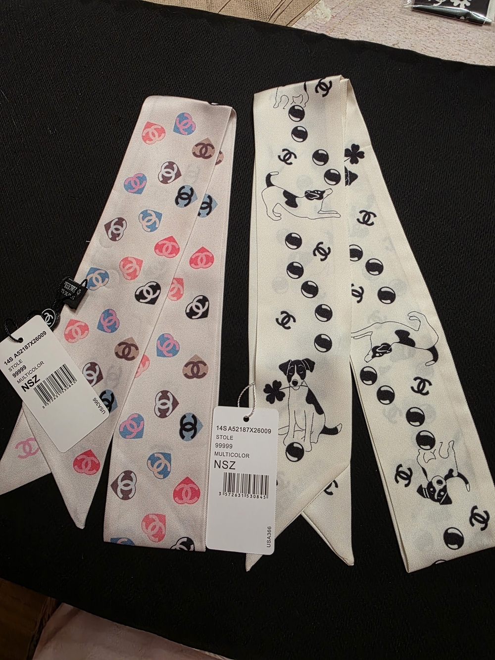 Silk Twilly Scarf in Cream & Multicolor - Designer-Inspired